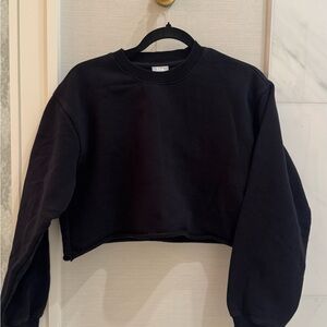 TNA Cozy Fleece Perfect Black Cropped Sweater